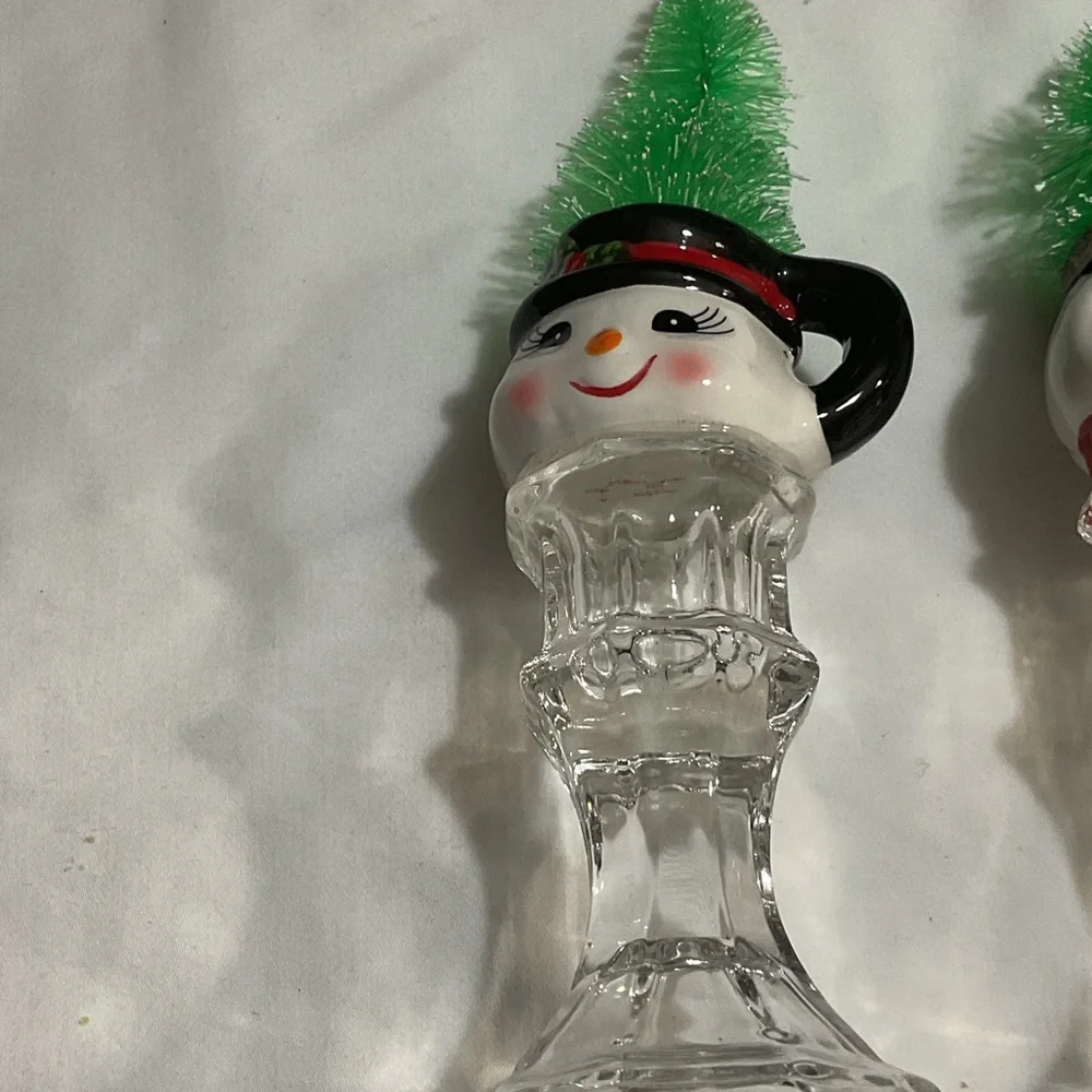 Festive Snowman and Santa Candle Holders